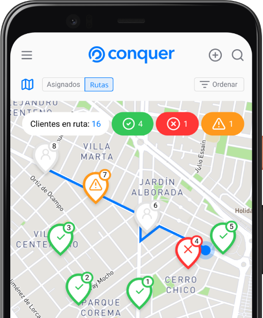 Conquer Ventas en campo — app de fuerza de ventas y gestión de pedidos, mejor alternativa a Nextbyn y Persat