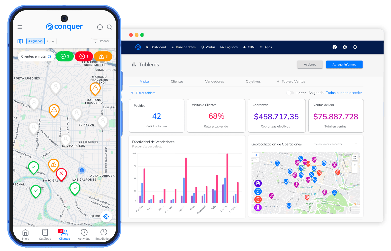Conquer Ventas — Plataforma de gestión de ventas en campo